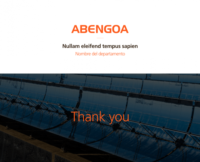 Diseñamos la plantilla corporativa en Power Point para la empresa Abengoa